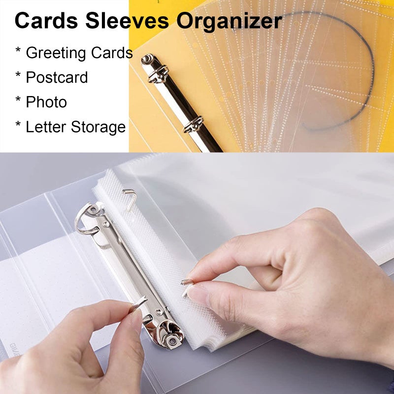 NILSTOREY Greeting Card Organizer  Holds 50+ Pages 2 Ring Binder Transparent Postcard Film Photo Album Ticket Photocards Holder Pocket Sleeves (B5 Type) - Image 2